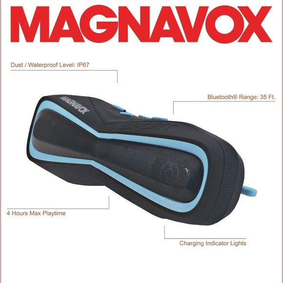 MAGNAVOX Other - MAGNAVOX MMA3639-BK Portable Outdoor Waterproof Stereo Speaker with Bluetooth
